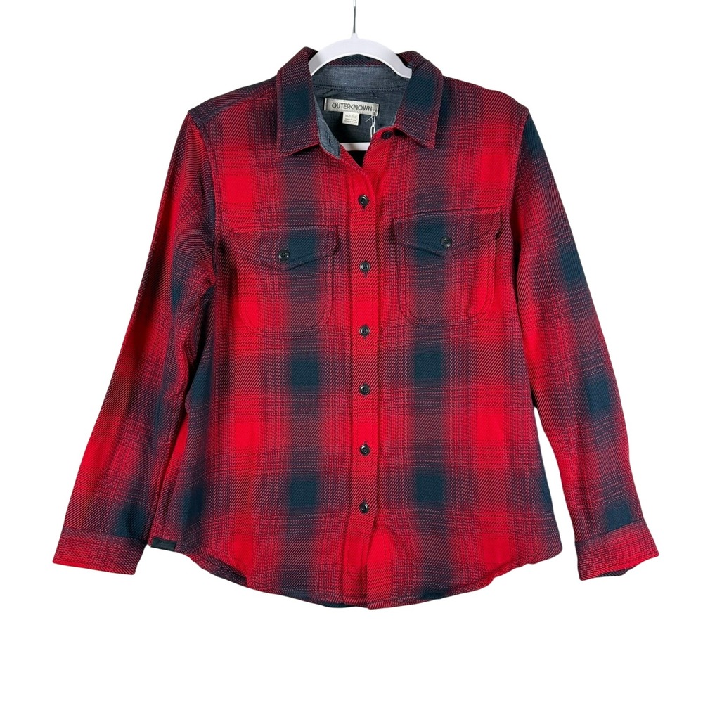 Outerknown Womens XS/S Blanket Shirt Red Plaid Organic Cotton 2310056 Flannel